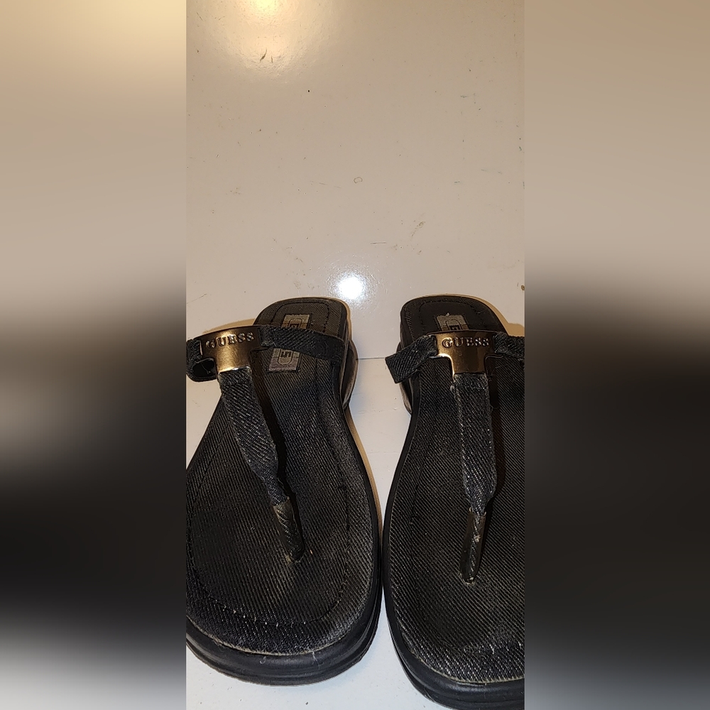 Vintage Guess Black Denim Sandals